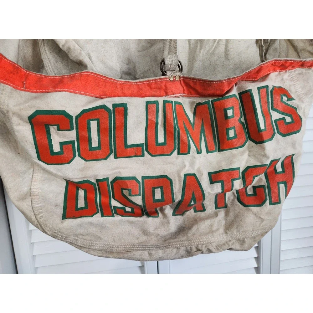 Vintage Columbus Dispatch Newspaper Bag Canvas Carrier Paper Boy Double‎ Sided